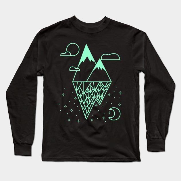 mountains geometric lineart Long Sleeve T-Shirt by ArtStopCreative